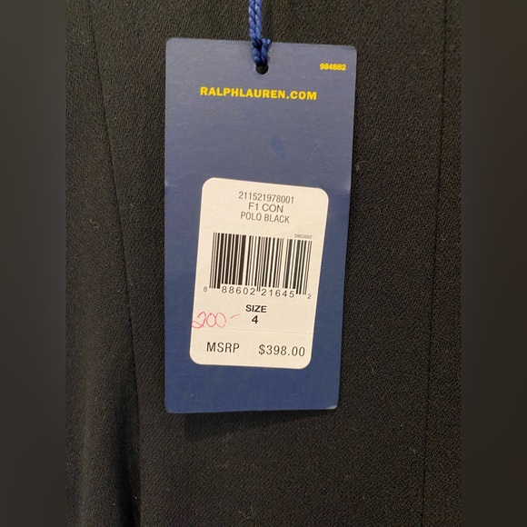 NWT Ralph Lauren Polo 10 Line Spaghetti Strap Black Dress Size 4 - Picture 4 of 5